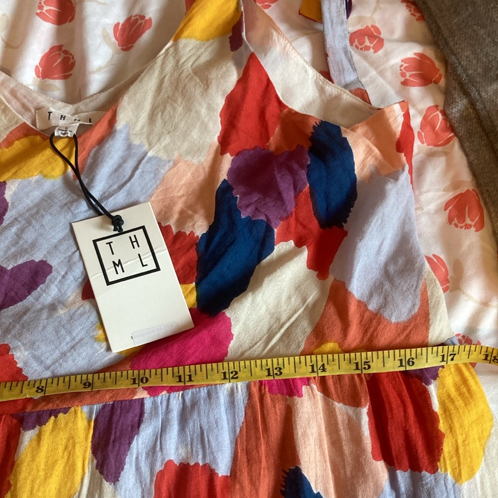 THML| Mabli Multicolored Tiered Maxi Dress 100% Cotton| Sz Lg. NWT - Picture 11 of 11